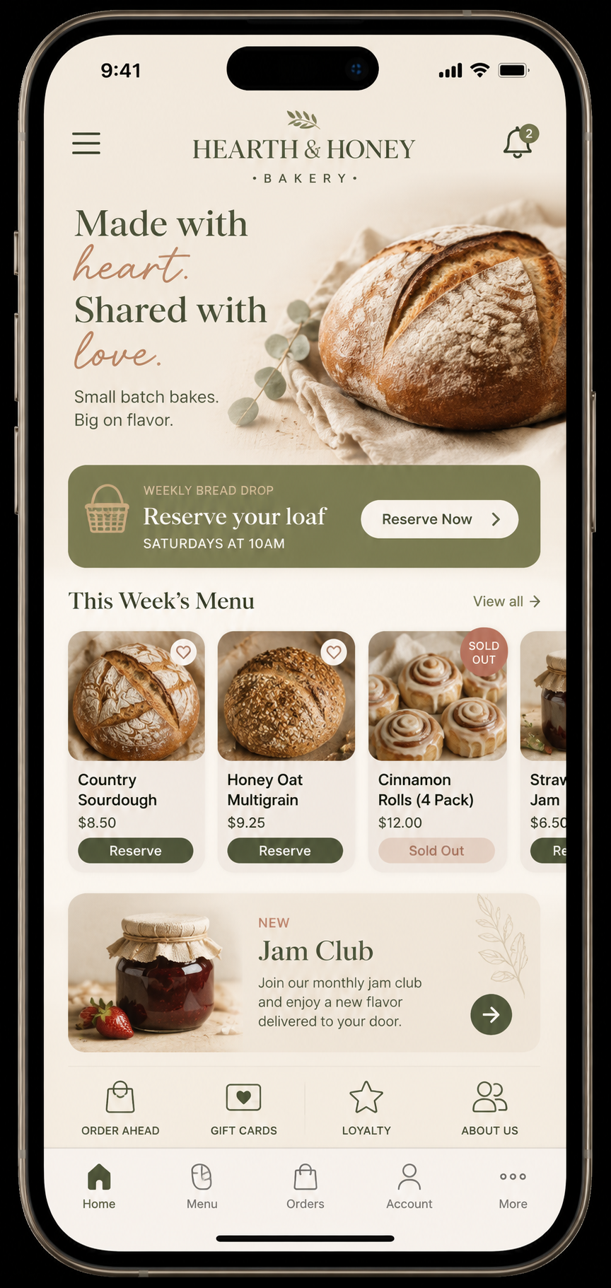 Bakery mobile app example